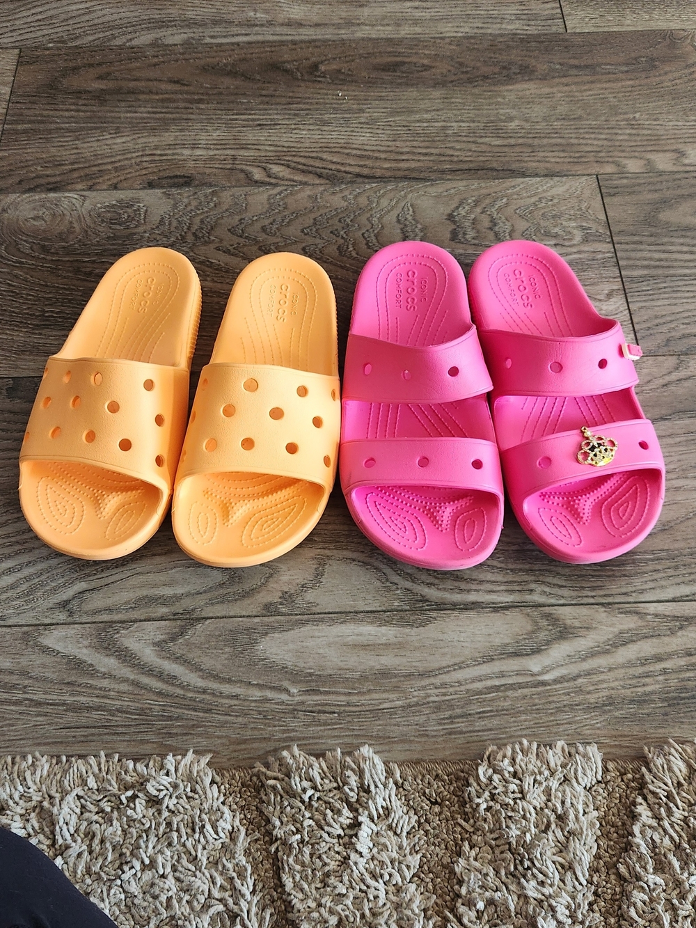 CROCS Slide Sandals in Orange and Pink - Womens Size 10